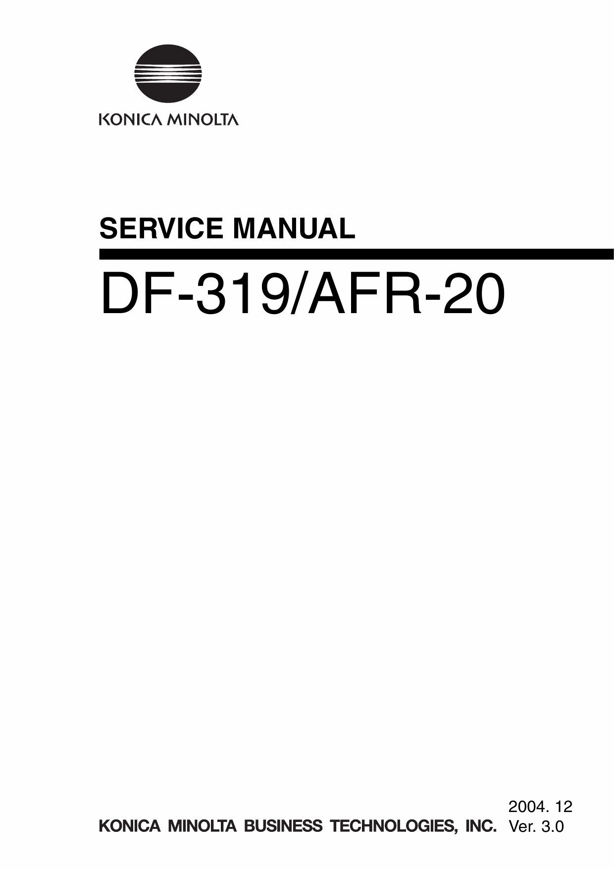 Konica-Minolta Options DF-319 AFR-20 Service Manual-1